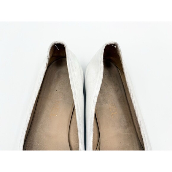 Chanel Ballet Flats White & Black Bi-Color Leather Cap Toe CC Logo Sz EU 36.5 - Picture 8 of 13